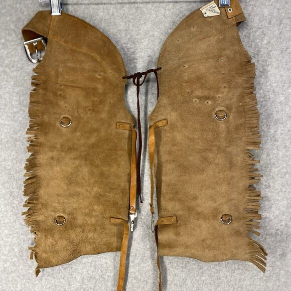 Vintage Sears Kids Suede Leather Fringe Cowboy Chaps Blue Size S (2-4) - Picture 2 of 7